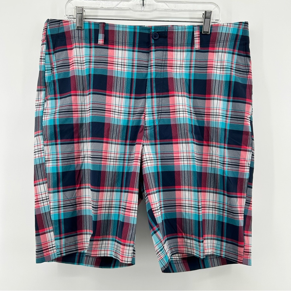 Jack Nicklaus Shorts Mens 36 Blue Red‎ Plaid Bermuda Lightweight Golf Hiking